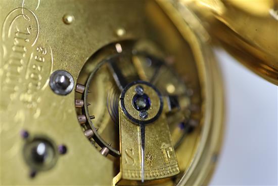 A George V engine turned 18ct gold keywind pocket watch by Brockbank & Atkins, London,
